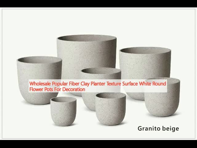 Wholesale Popular Fiber Clay Planter Texture Surface White Round Flower Pots For Decoration