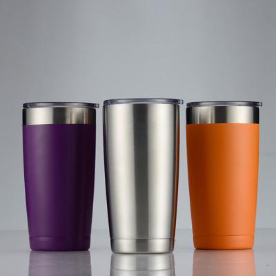 China Hot Sales 20oz Powder Coat Stainless Steel Tumbler With Lid And Straw for sale