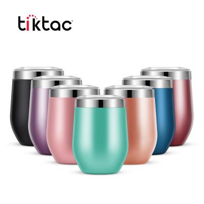 China Colored Stainless Steel 12oz Wine Glass Tumbler Cup Travel Mug for sale