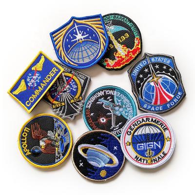 China Free Sample Handmade Apollo Program Velcro Woven Embroidery Patch Custom 3D Garment Brands Logo Patch Iron On Embroidery Felt Patch for sale