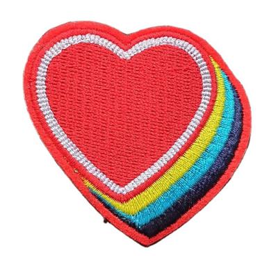 China Eco-friendly 3D Custom Patches Embroidered Cute Heart Shape Embroidered Patches For Decorative for sale