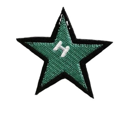 China 3D high quality and good price personalized embroidered tights patches green star embroidered patch for sale