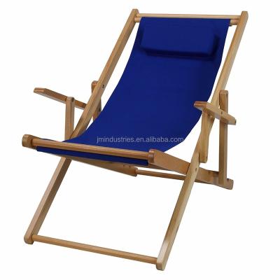 China Beautiful Simple Folding Beach Sling Wooden Foldable Deck Chair for sale