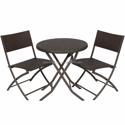 China Foldable Rattan Bistros Set Outdoor 3Pc Foldable Rattan Bistro Set for sale