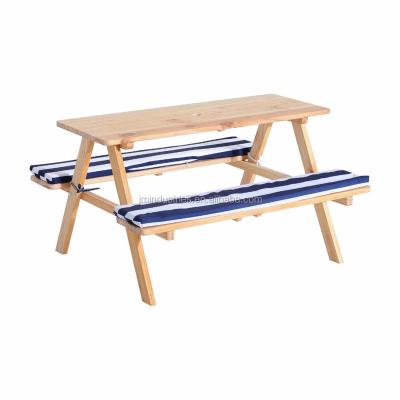 China Eco-friendly Wooden Outdoor Kids Picnic Table With Padded Benches for sale