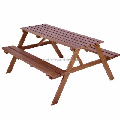 China Eco-friendly solid pine wood picnic table with attached bench seat for sale