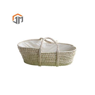 China Wooden Baby Moses Basket Bassinet Basket Corn Husk Crib for sale