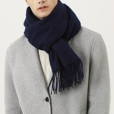 China Simple Color New Arrival Warm Winter Mens Wool Stylish Knitted Plain Scarf for sale