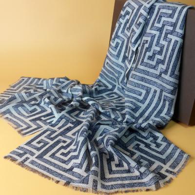 China Geometric & Stripe Pattern Printing Masculine Mens Scarf Wool Scarves For Men for sale