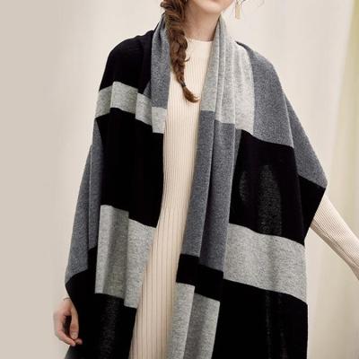 China Gray Cashmere Shawl Color Block Medium Scarf Multicolor Shawl for sale