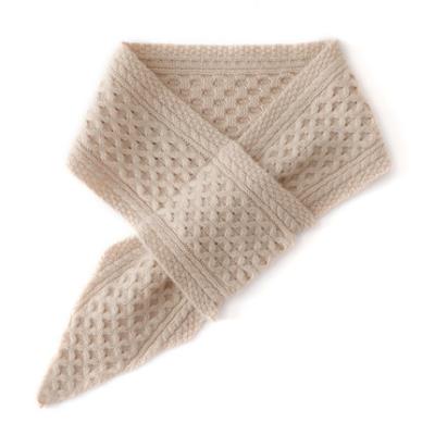 China Women's Textured Thick Knitted Neck Cashmere Scarves INS Small Shawl With Matching Ribbon Holes Knot Scarf for sale