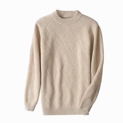 China Anti-pilling Thick Warm Fashionable Men's Camel Color Winter Pullover 100% Cashmere Knitted Cashmere Sweater for sale