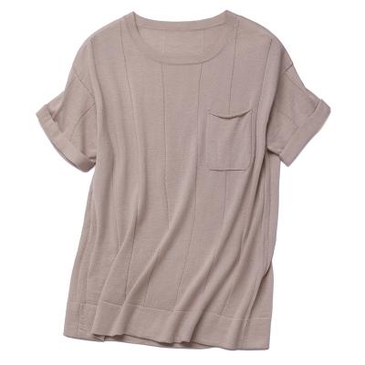 China Soft Short Sleeve Cashmere Anti-Wrinkle T-shirt Women Silk T-shirt Sweater for sale