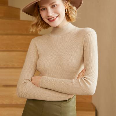 China 2021 New Fashion Wholesale ODM Women OEM Anti-Shrink Ribed Turtle Neck 100% Cashmere Cashmere Pullover for sale