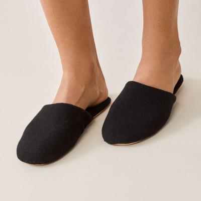 China Breathable Cashmere Home Wear Plain Knitted Cashmere Slipper for sale