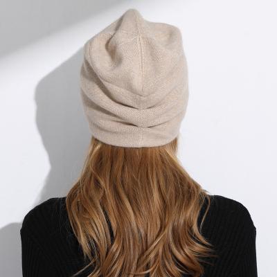 China JOINT Cashmere Knitted Hat Women Winter Cashmere Beanie for sale