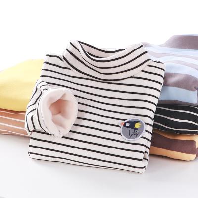 China IMF Antibacterial Kids Stripes T-Shirt Plush Long Sleeve Warm Pullover for sale