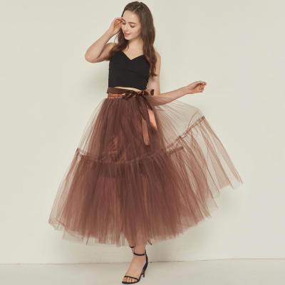 China 4 Layers Breathable Special Occasion Women's Tulle Tutu Floor Length Overskirt Skirt Women For Wedding Party for sale