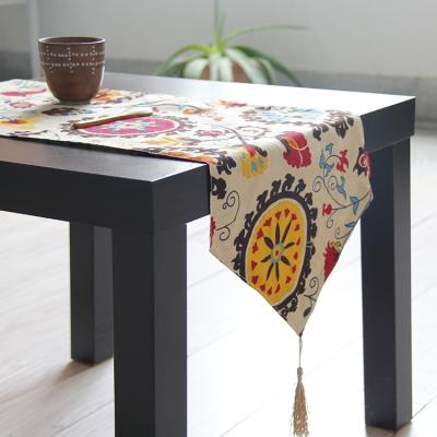 China Dobby Tablecloth Sun Table Cloth Flower Printed Runner for sale