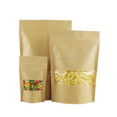 China Custom Printed Biodegradable Brown Ziplock Zipper Up Pouch Bag Food Grade Kraft Paper Biodegradable Holder for sale