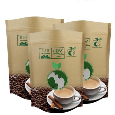 China Peanut bio paper karft food grade bag window pla craft custom logo biodegradable simple degradable packaging bags for sale