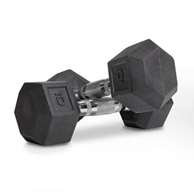 China Modern Black Rubber Hexagon Fitness Dumbbells Gym Use 10 Kg 40kg 50kg Hex Dumbbell Set For Sale for sale