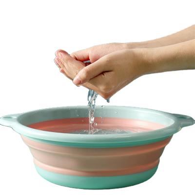 China Sustainable Plastic Fold Up Portable Collapsible Folding Travel Bath Basin Wash Durable Around Shaped Collapsible Basin Wash Basin Wash Basin for sale