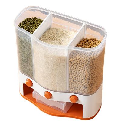 China Sustainable Large Capacity Household Rice Bucket Kitchen Separated Grain Wall Mounted Storage Box for sale