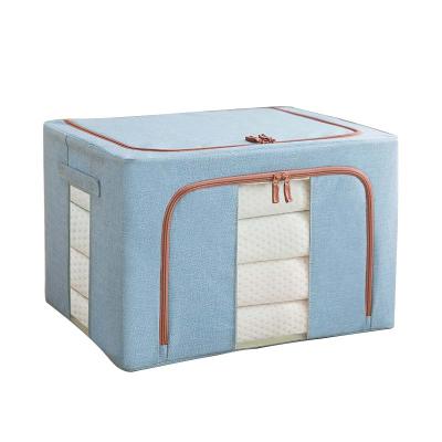 China Large steel frame viable high-grade folding storage box clothing cotton household quilt toy storage box for sale