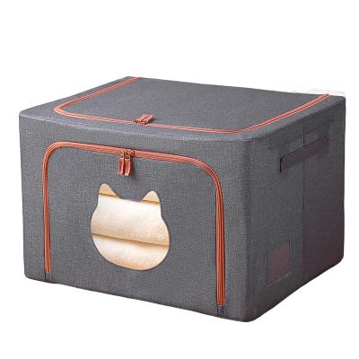 China Viable Large Capacity Foldable Storage Box Quilt Cloth Oxford Cloth Toy Storage Box for sale