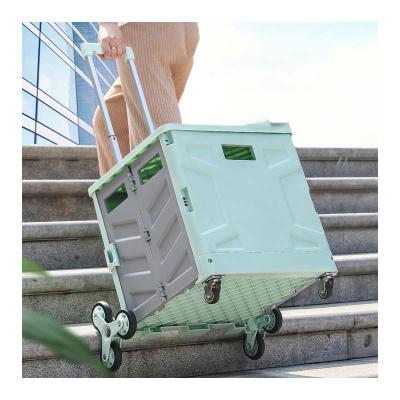 China Collapsible Collapsible Folding Food Trolley Supermarket Seat Luggage Trolley Shopping Trolley for sale