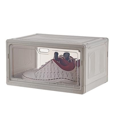 China Minimalist Stable and Foldable Clear Sneaker Stackable Storage Shoe Storage Box for sale