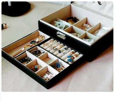 China Viable Hot Wholesale Portable Ladies Box PU Jewelry Gift Jewelry Storage Packaging Leather Storage Box for sale