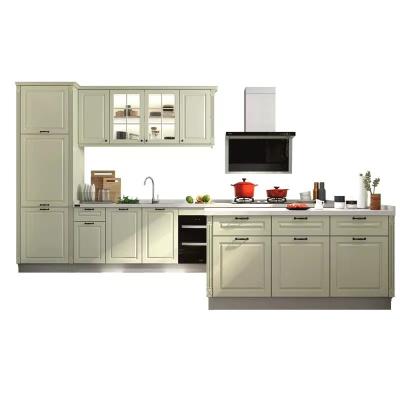 China Waterproof modern style solid wood built in cabinets for small unit kitchens for sale