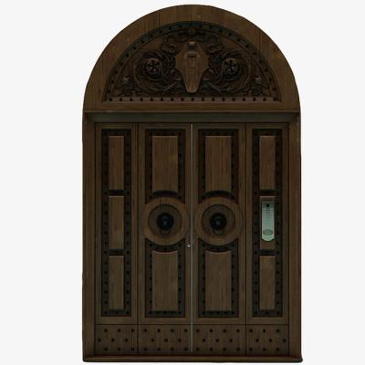 China Customized Paint Waterproof Solid Wood Composite Door, Retro Black French Bedroom Room, Arched Opposite Door For Entry for sale