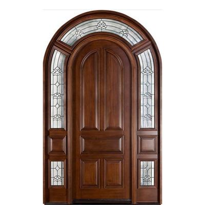 China Fire Protection Hand Carved Antique Style House Entry Door Design Solid Wood Round Oak Arched Interior Door for sale