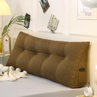 China Long Bolster Sofa Backrest Cushions Removable Washable Anti-pilling Solid Color Bed Cushion Triangular Backrest Wedge Pillow for sale