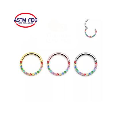 China Fashion Hiphop Nose Septum Ring G23 ASTM F136 Titanium Circle Zircon Piercing Nasal Piercing Jewelry Wholesale Jewelry for sale