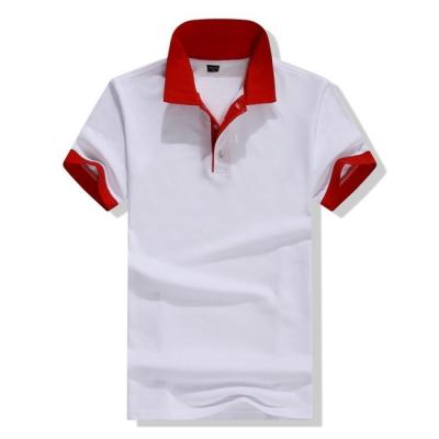 China Fashion Anti-pilling Men's Plain Fitted Polo T-shirts Cotton Polo T-Shirt With Red Collar for sale