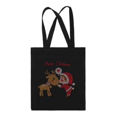 China Custom Made Christmas Rhinestone Transfer Canvas Themed Tote Bag Eco - Friendly for sale