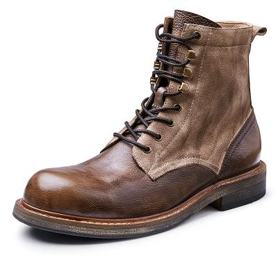 China Other new arrival botanic tresemme fashion cowboy boots brown handmade high quality leather man boots hitop color matching for sale