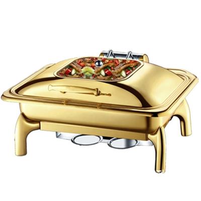 China Hotel/Restaurant Buffet Banquets Different Shaped Restaurant Gold Food Buffet Warmer Chafing Dishes Gold Forever For Sale Stainless Steel Thermal Food Warmers for sale