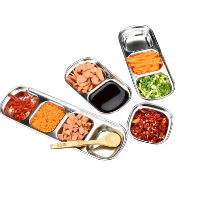 China Sustainable Korean Kitchen Utensils Condiment Dish 201/304 Stainless Steel Sauce Dishes for sale