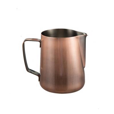 China Viable Cappuccino Coffee Milk Frothing Pitcher Milk Frother Cup Stainless Steel Espresso Steaming Pitcher Rose Gold Steaming Pitchers for sale