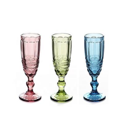 China LUXURY Vintage Style Colored Wine Water Goblets Fancy Glass Wine Glasses Water Goblet Set Of 6 Multi Colors Drinking Glasses for sale