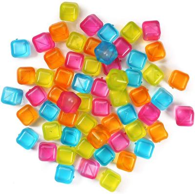 China Reusable Plastic Viable Ice Cube Squares For Drinks Like Whiskey Wine Or Beer Multi Colors Ice Cube With Net Bag for sale