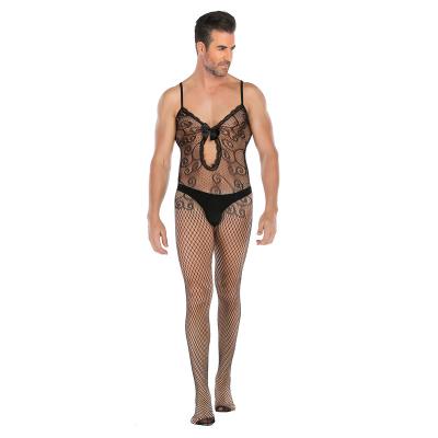 China Open File Sexy Male Spandex Mesh Uniform Temptation Clothing Men's Best Lingerie One-Piece Erotic Costume for sale