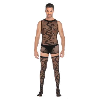 China Mesh Uniform Temptation Clothing Men's Sexy Open File Spandex LIERSU5 One-Piece Erotic Lingerie Costume for sale