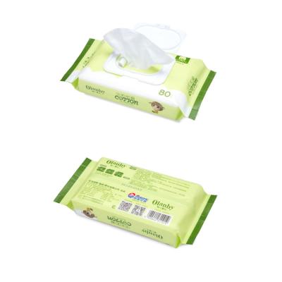 China Baby Care Microbiologically Tested Baby Wipes 80 Organic Sheets 100% Pure Water Cotton GOTS Certificate for sale