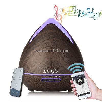 China 2021 Eco-friendly Household Products Essential Oil Diffuser Aromatherapy Gain Wooden Ultrasonic Diffuser With Music Wireless Speaker for sale